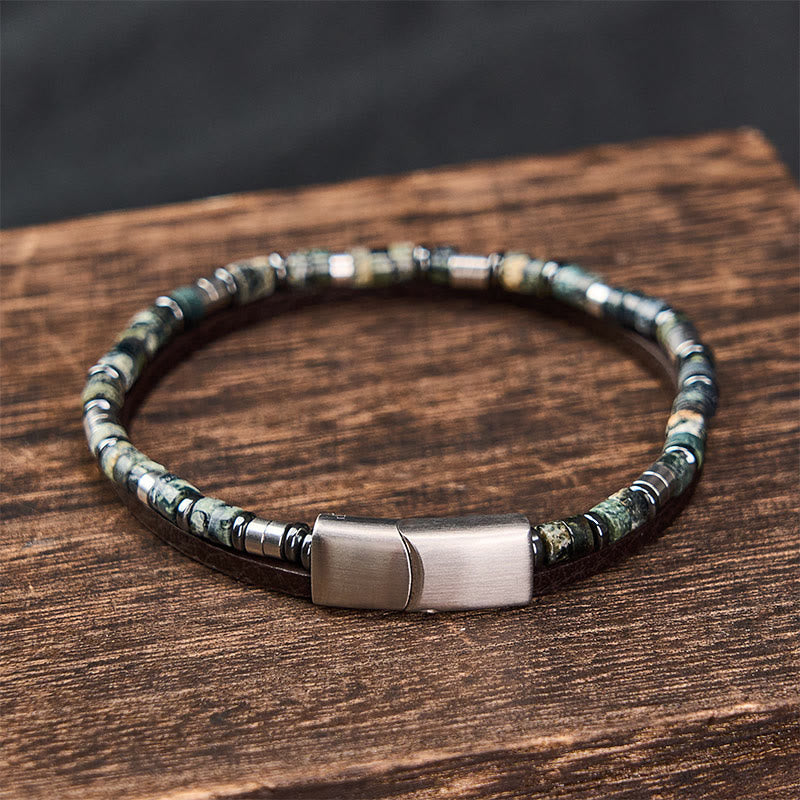Nimara Ritual Lapis Lazuli Truth Double Wrap Leather Bracelet