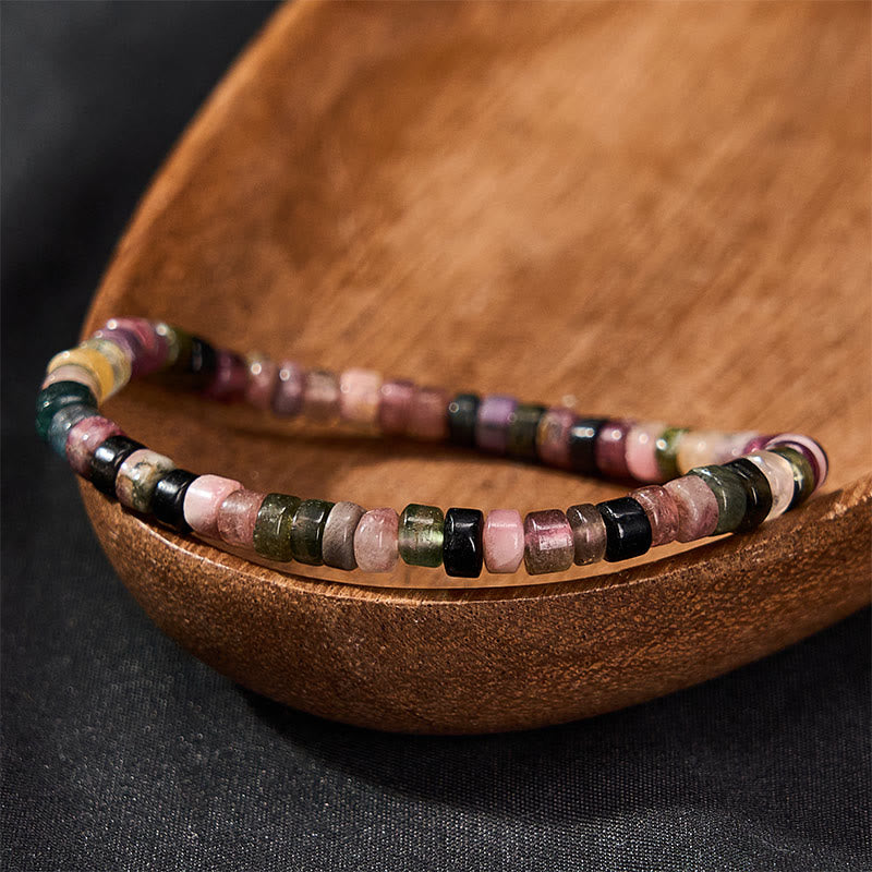 Nimara Ritual Multicolor Tourmaline Protection Faceted Tablet Bead Bracelet