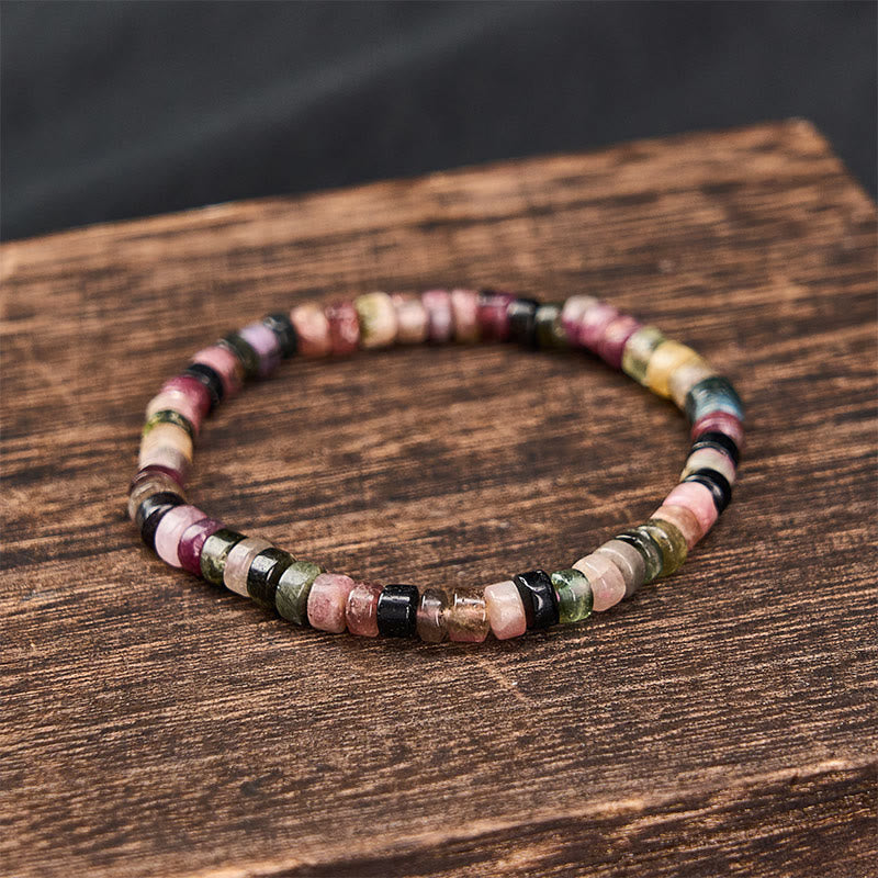 Nimara Ritual Multicolor Tourmaline Protection Faceted Tablet Bead Bracelet