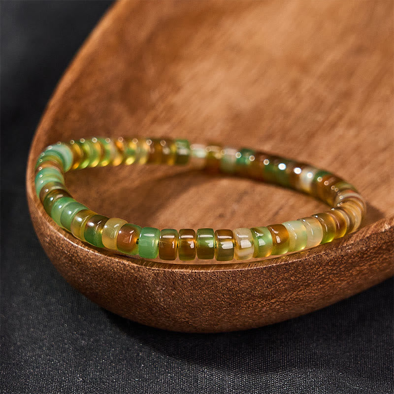 Nimara Ritual Natural Green Agate Faceted Rondelle Healing Bracelet