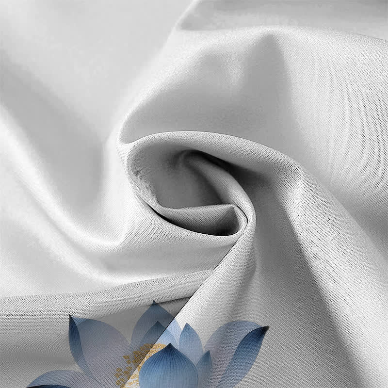 Nimara Ritual Blue Lotus Ink Pattern Buttons Wrinkle-resistant Men's Short Sleeve Shirt