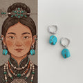 Nimara Ritual Handmade Synthetic Turquoise Protection Tibetan Hoop Earrings