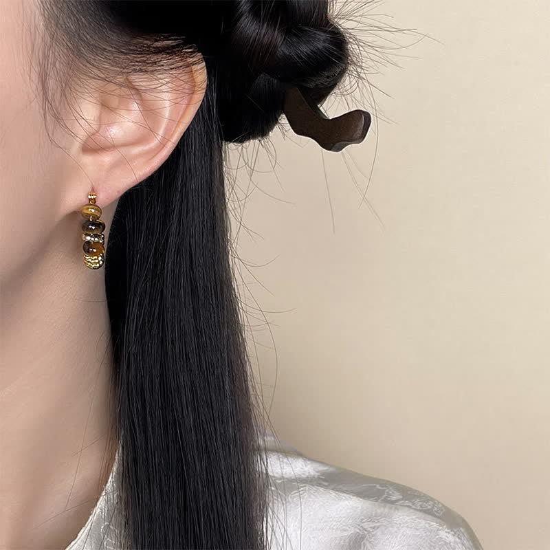 Nimara Ritual Natural Tiger Eye Courage Earrings