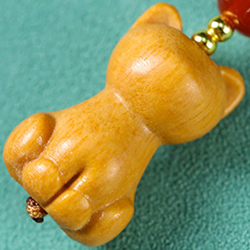 Healing and Calm Hand Carved Sandalwood Cat Fish Keychains