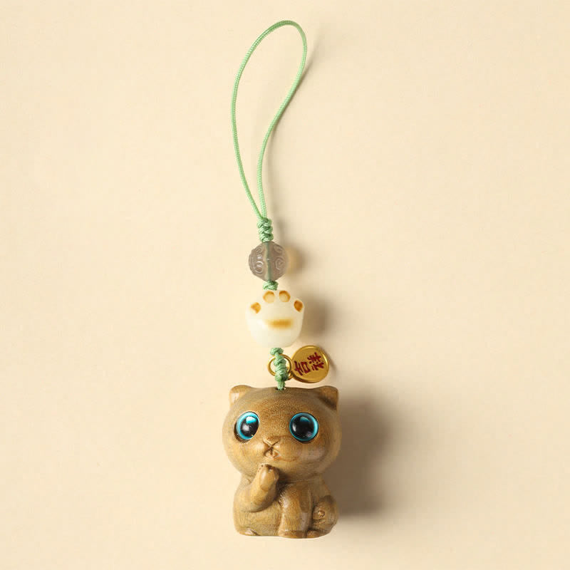 Nimara Ritual Green Sandalwood Cat Hand-Woven Soothing Keychains