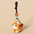 Peace and Calm Energy Natural Wood Hand-Carved Lying Cat Om Mani Padme Hum Keychains