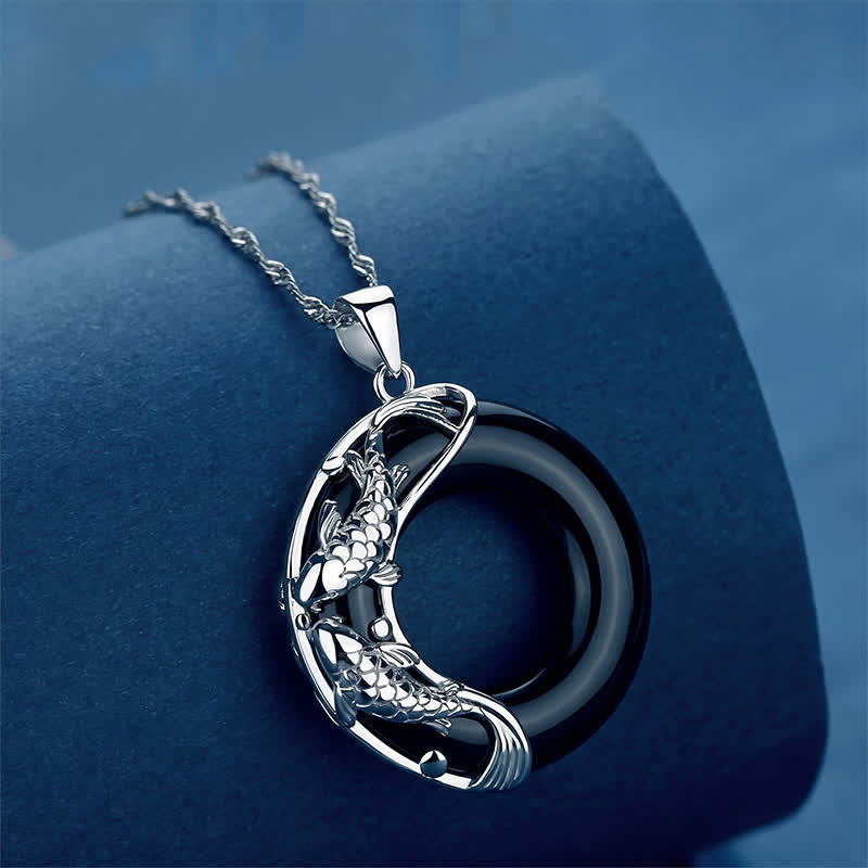 Nimara Ritual Natural White Jade Koi Lucky Necklace