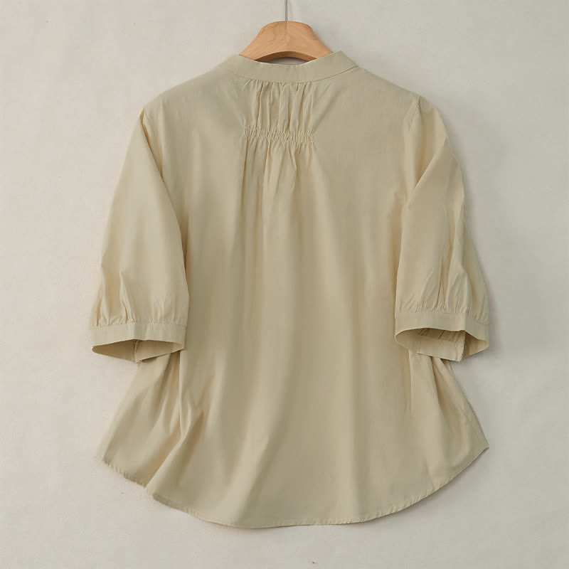 Nimara Ritual Lace-up Buttons Design Women's Three Quarter Sleeve Shirt