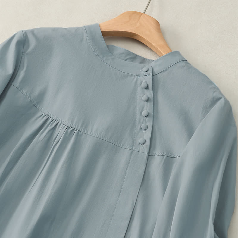 Nimara Ritual Lace-up Buttons Design Women's Three Quarter Sleeve Shirt
