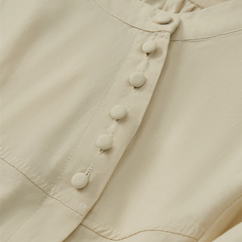 Nimara Ritual Lace-up Buttons Design Women's Three Quarter Sleeve Shirt