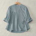 Nimara Ritual Lace-up Buttons Design Women's Three Quarter Sleeve Shirt