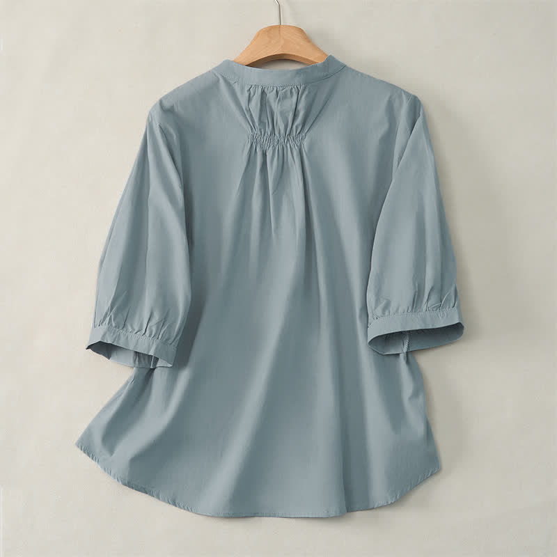 Nimara Ritual Lace-up Buttons Design Women's Three Quarter Sleeve Shirt