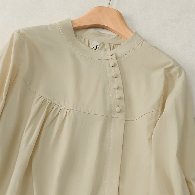 Nimara Ritual Lace-up Buttons Design Women's Three Quarter Sleeve Shirt