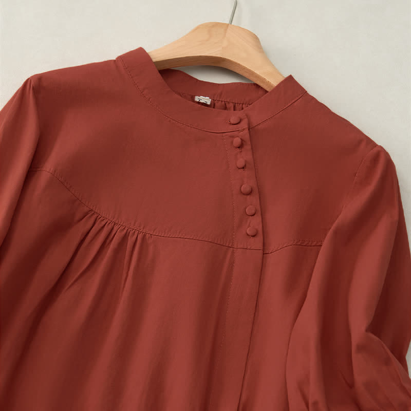 Nimara Ritual Lace-up Buttons Design Women's Three Quarter Sleeve Shirt