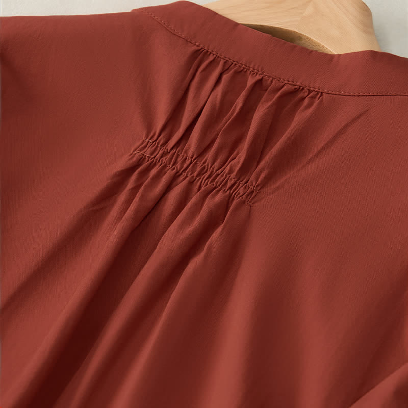 Nimara Ritual Lace-up Buttons Design Women's Three Quarter Sleeve Shirt