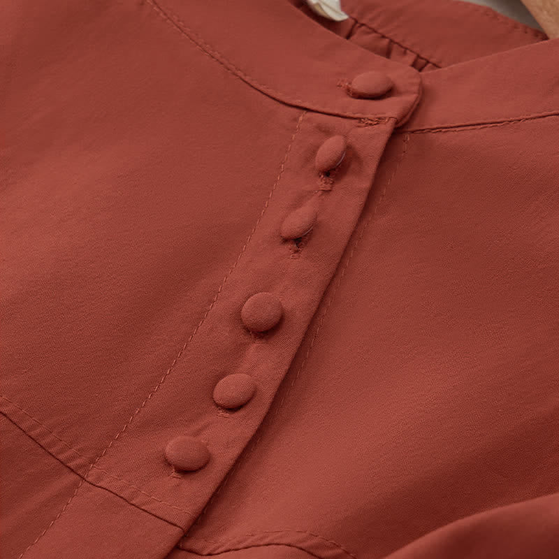 Nimara Ritual Lace-up Buttons Design Women's Three Quarter Sleeve Shirt