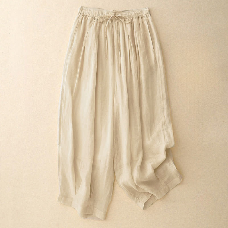 Nimara Ritual Casual Loose Double Layer 7-8 Length Cropped Pants Women's Pants With Pockets