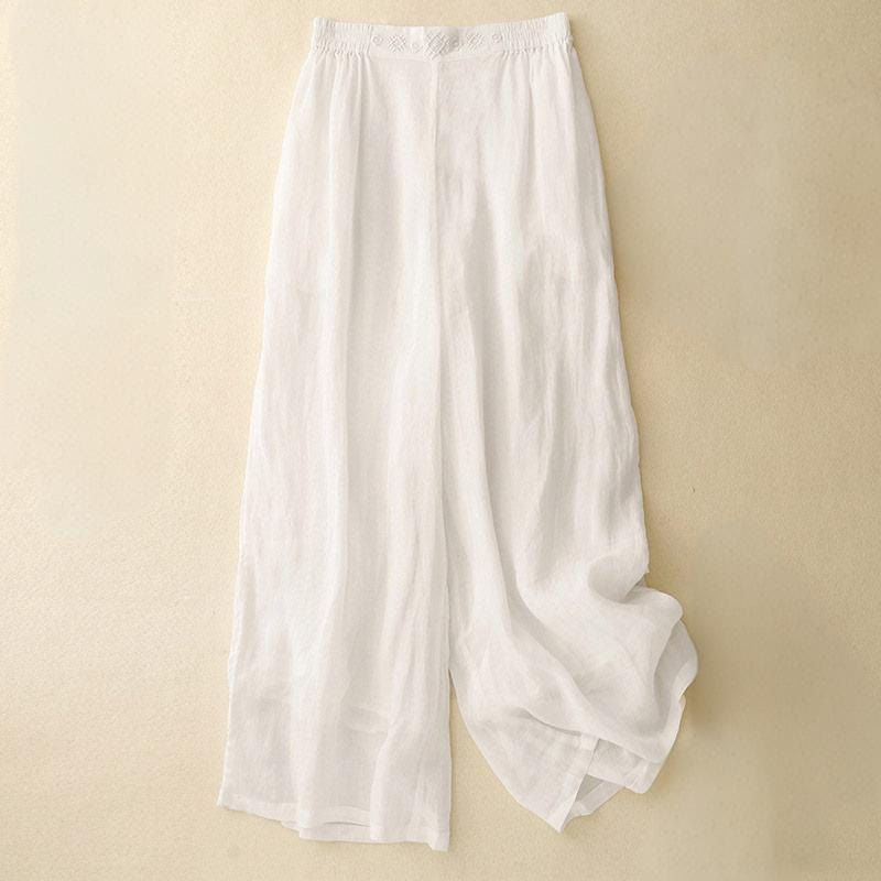 Nimara Ritual Geometric Embroidery Elastic Waist Women's Wide Leg Pants With Pockets