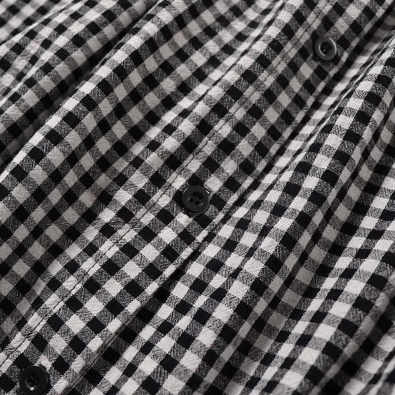 Nimara Ritual Long Sleeve Plaid Simple Buttons Ruffled Design Midi Dress With Pockets