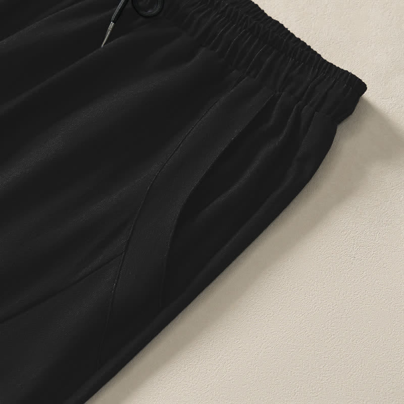 Nimara Ritual Pure Cotton Golden Dragon Cloud Wave Pattern Drawstring Men's Tapered Pants With Pockets