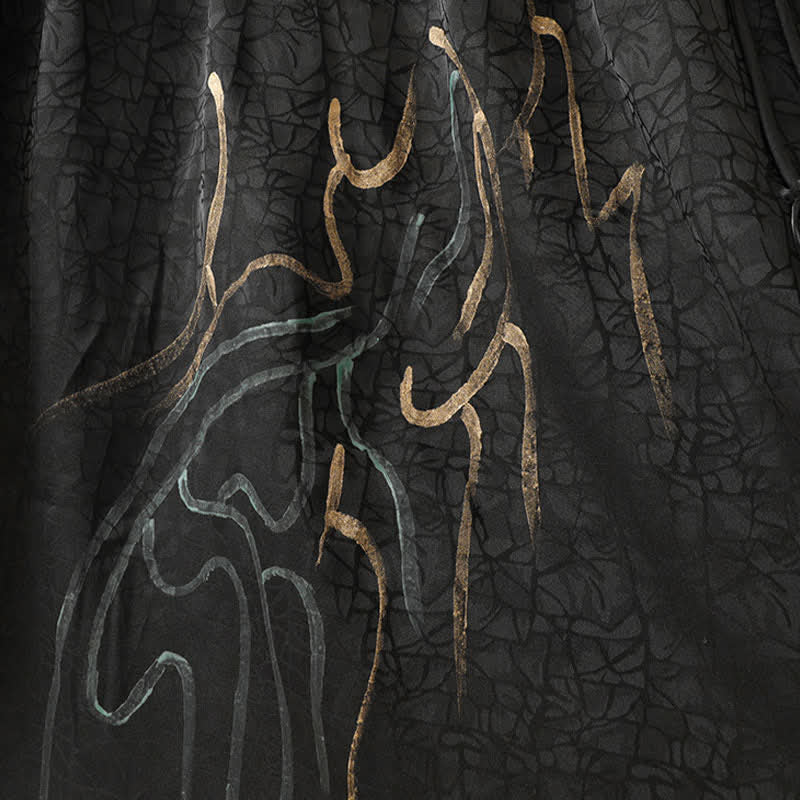 Nimara Ritual Spring Summer Boho Drawstring Black Abstract Lines Women's Skirts