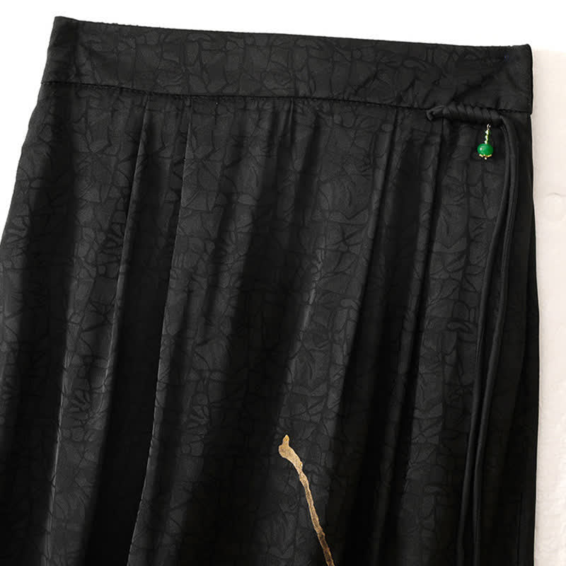 Nimara Ritual Spring Summer Boho Drawstring Black Abstract Lines Women's Skirts