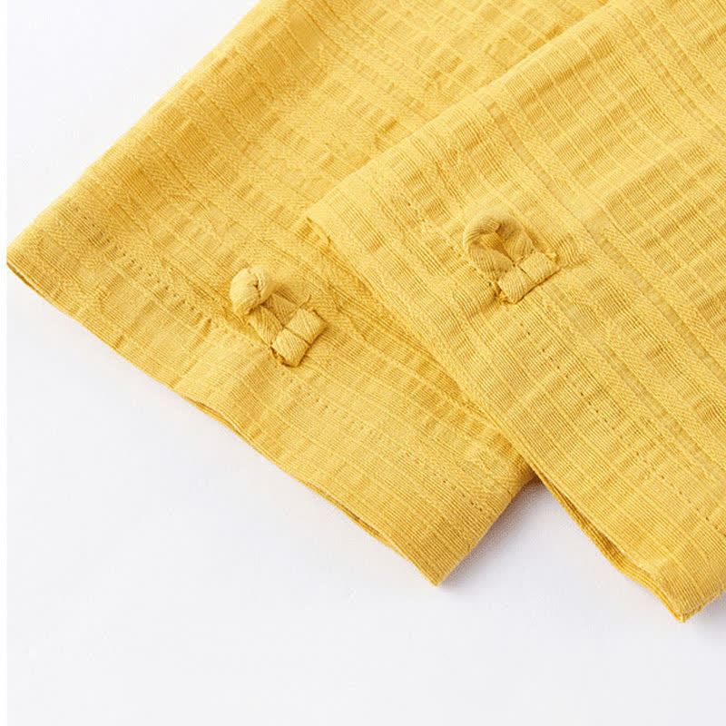 Nimara Ritual Fall Winter Tang Style Vintage Mandarin Collar Frog Button Solid Men's Long Sleeve Shirts