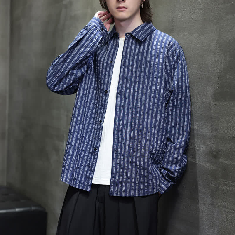 Nimara Ritual Fall Casual Minimalist Button-Up Striped Men's Long Sleeve Shirts