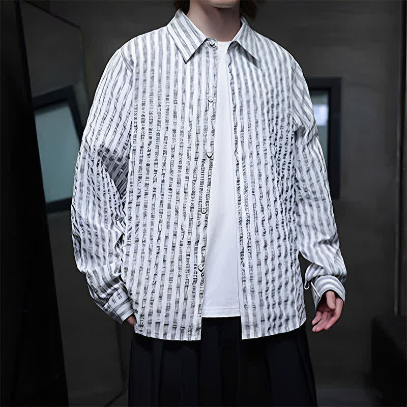 Nimara Ritual Fall Casual Minimalist Button-Up Striped Men's Long Sleeve Shirts