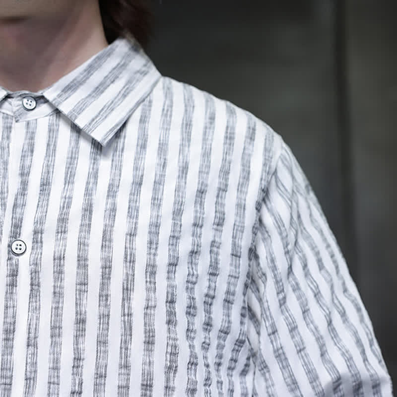 Nimara Ritual Fall Casual Minimalist Button-Up Striped Men's Long Sleeve Shirts