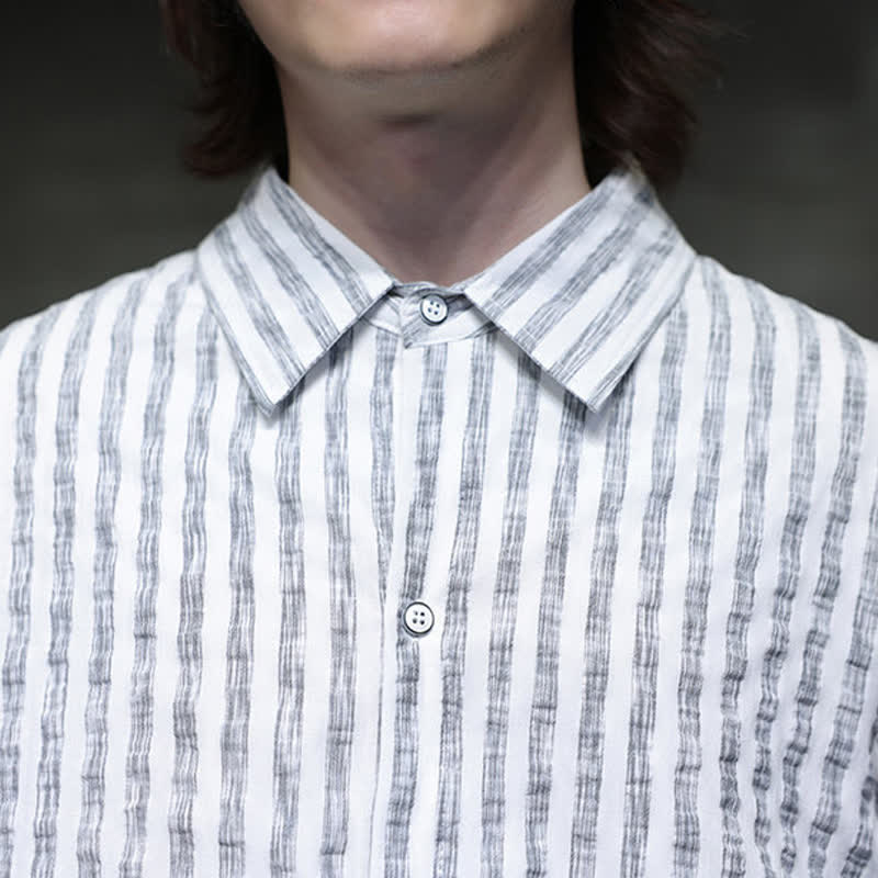 Nimara Ritual Fall Casual Minimalist Button-Up Striped Men's Long Sleeve Shirts