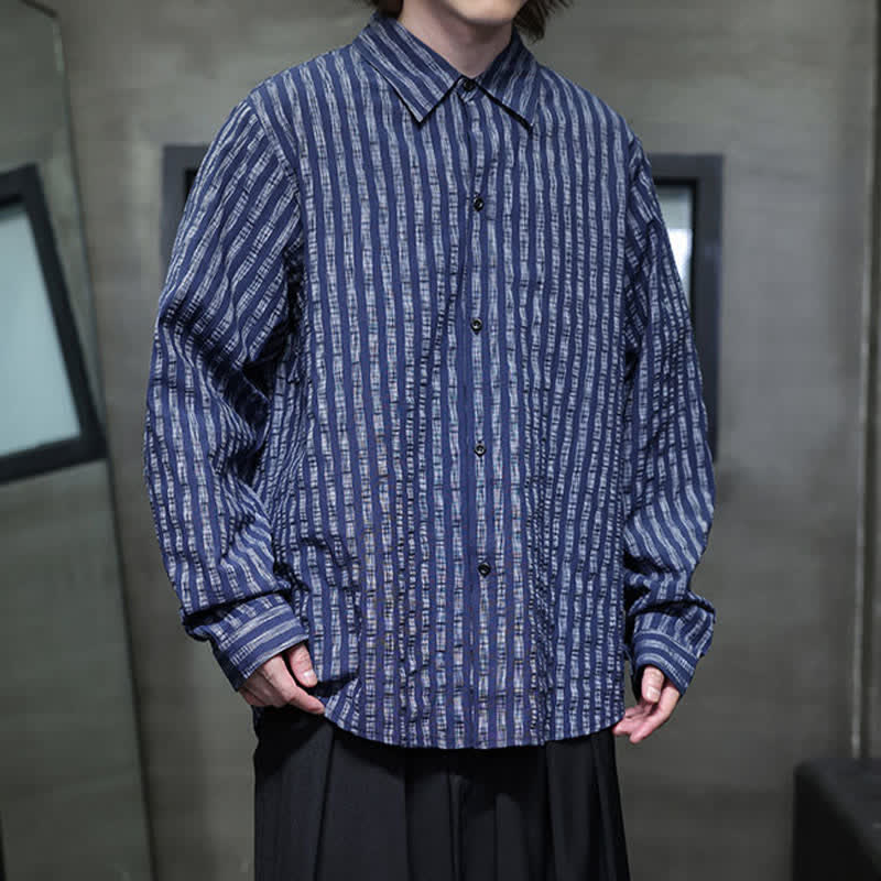 Nimara Ritual Fall Casual Minimalist Button-Up Striped Men's Long Sleeve Shirts