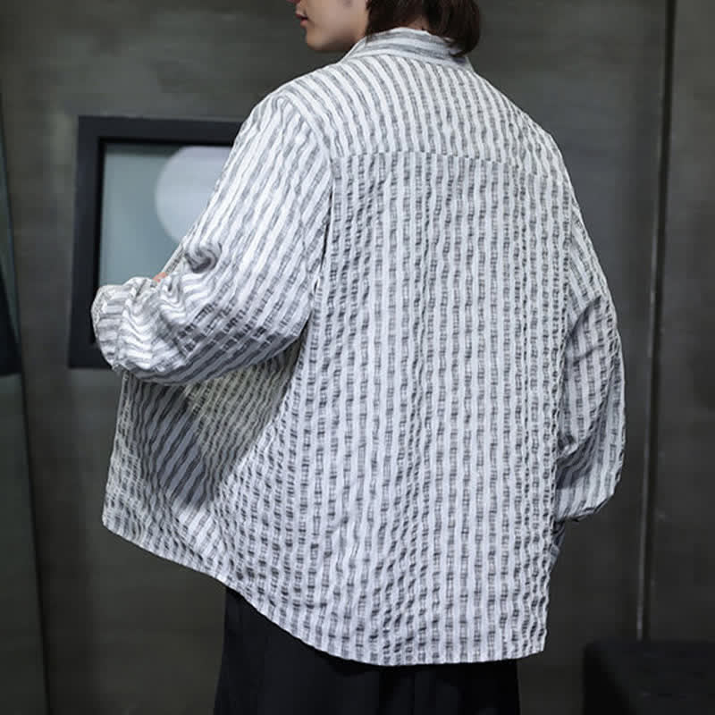 Nimara Ritual Fall Casual Minimalist Button-Up Striped Men's Long Sleeve Shirts