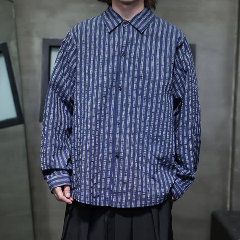 Nimara Ritual Fall Casual Minimalist Button-Up Striped Men's Long Sleeve Shirts