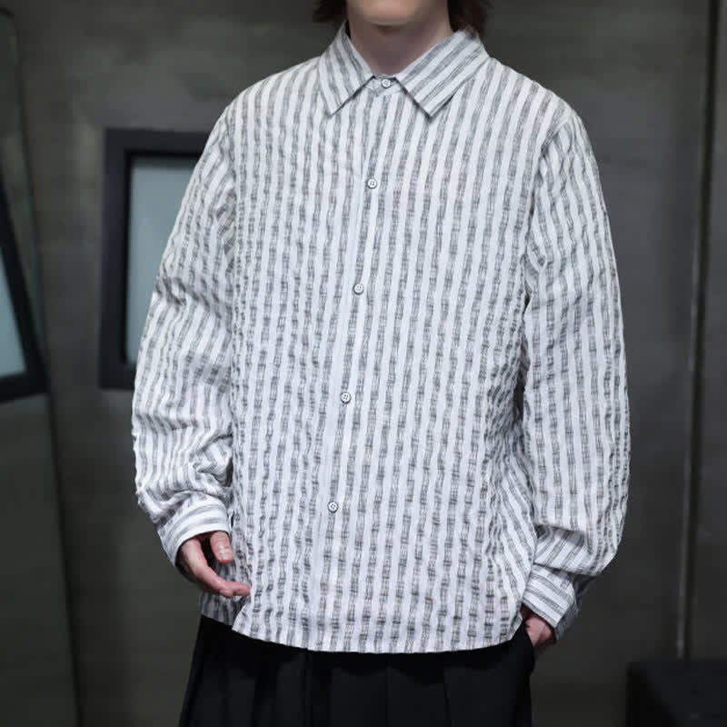 Nimara Ritual Fall Casual Minimalist Button-Up Striped Men's Long Sleeve Shirts
