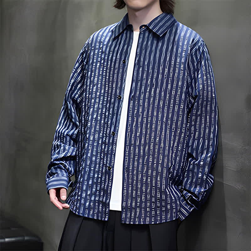 Nimara Ritual Fall Casual Minimalist Button-Up Striped Men's Long Sleeve Shirts