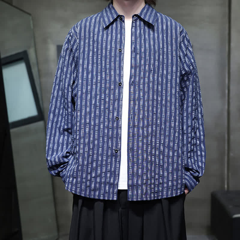 Nimara Ritual Fall Casual Minimalist Button-Up Striped Men's Long Sleeve Shirts