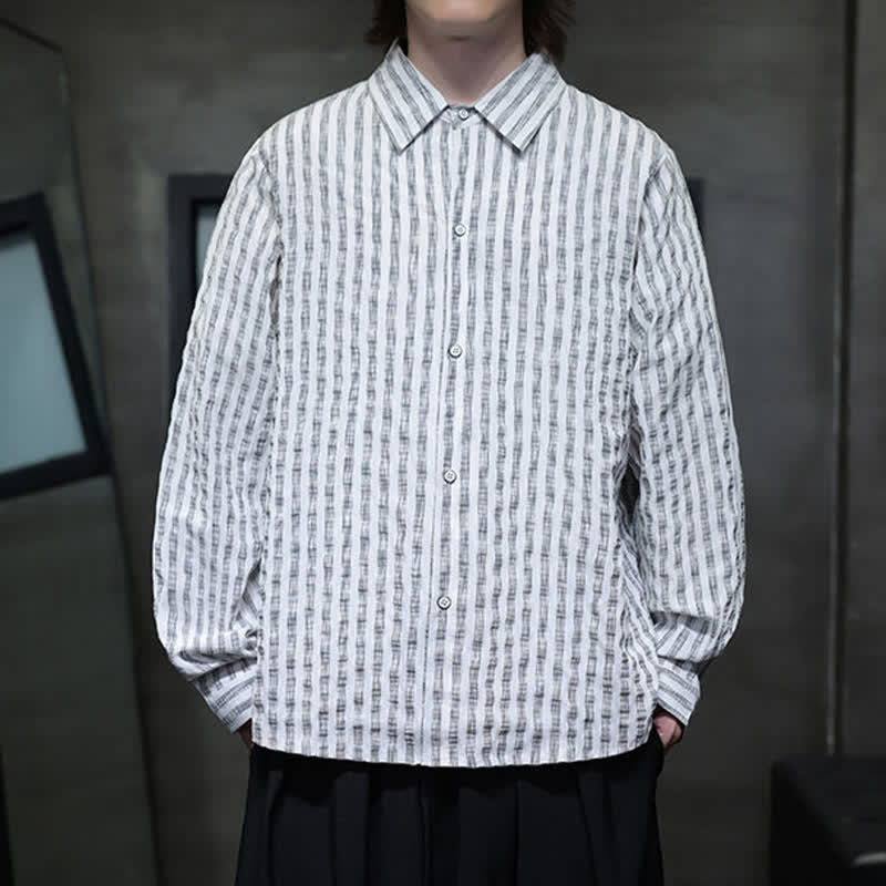 Nimara Ritual Fall Casual Minimalist Button-Up Striped Men's Long Sleeve Shirts