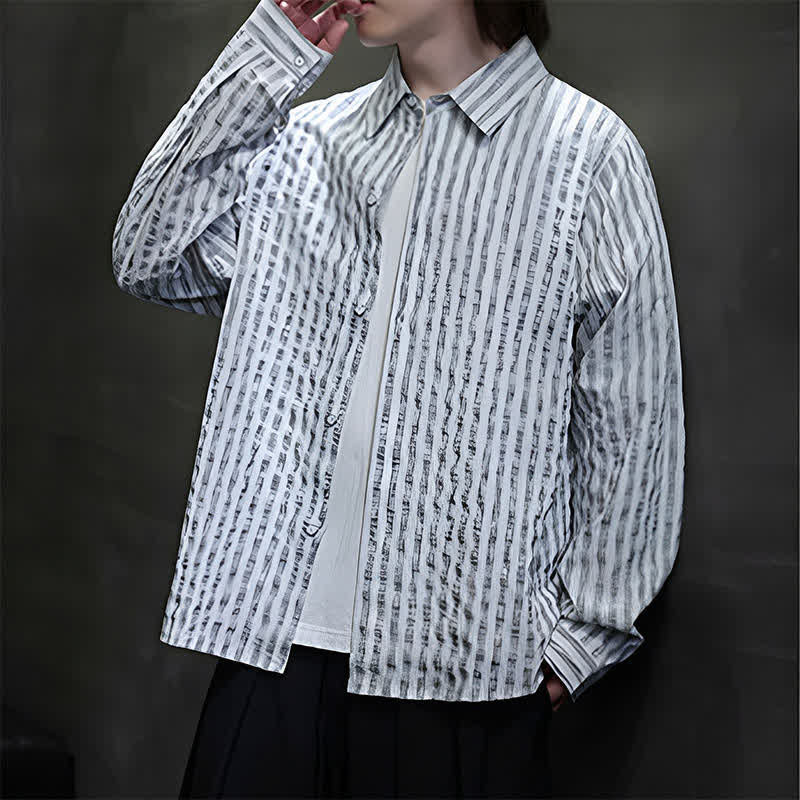 Nimara Ritual Fall Casual Minimalist Button-Up Striped Men's Long Sleeve Shirts