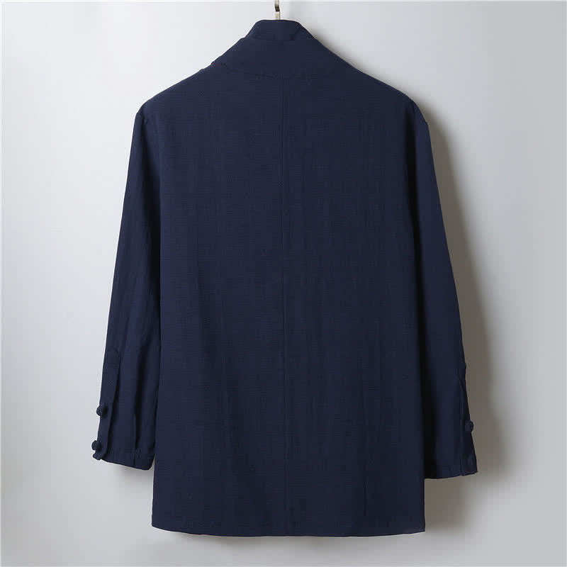 Nimara Ritual Spring Casual Minimalist Solid Lapel Ramie Men's Kimono