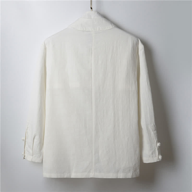 Nimara Ritual Spring Casual Minimalist Solid Lapel Ramie Men's Kimono
