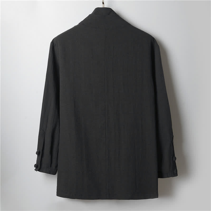Nimara Ritual Spring Casual Minimalist Solid Lapel Ramie Men's Kimono