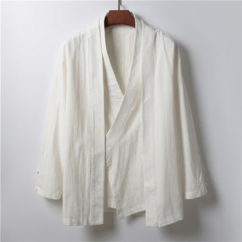 Nimara Ritual Spring Casual Minimalist Solid Lapel Ramie Men's Kimono