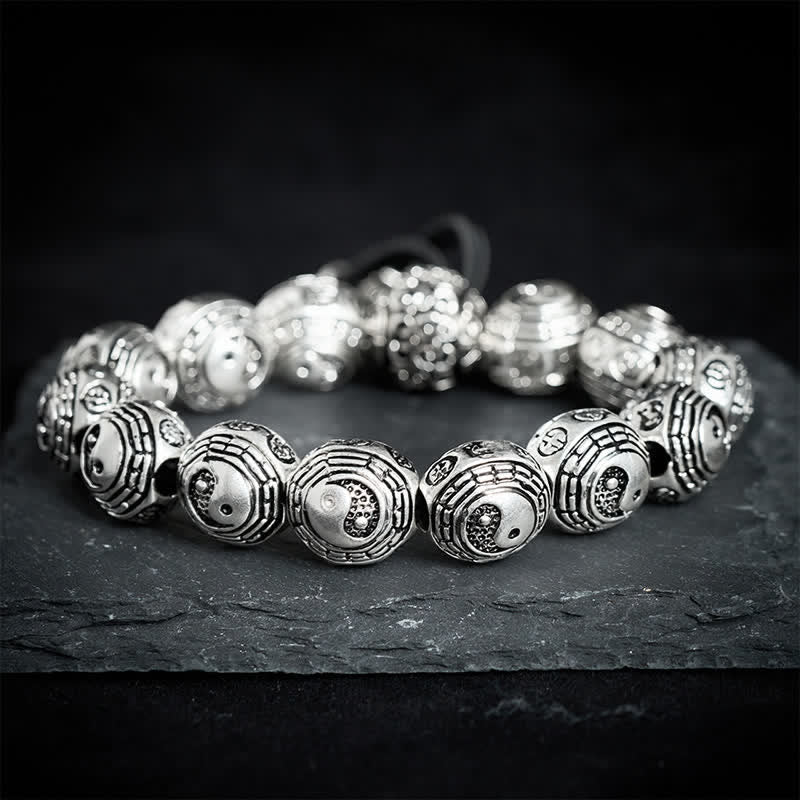 Nimara Ritual Copper Bagua Yin Yang Harmony Round Bead Bracelet