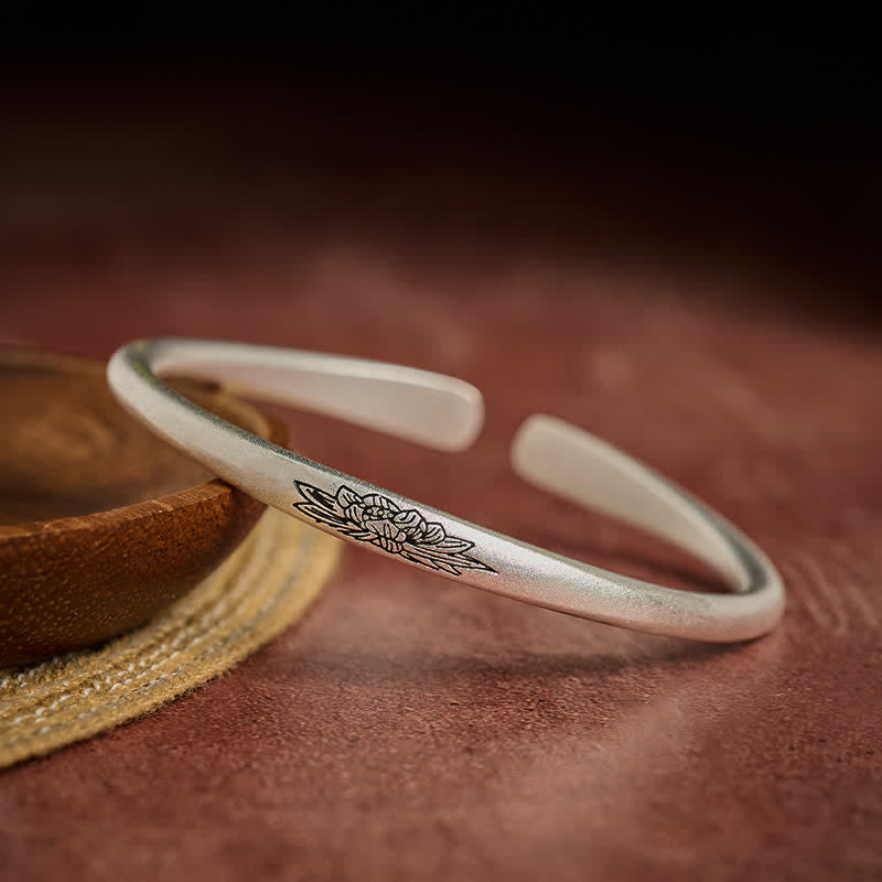 New Beginning and Healing Copper Lotus Cuff Bracelet