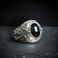 Purification and Fulfillment Black Obsidian Dragon Open Ring