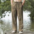 Nimara Ritual Cotton Geometric Tribal Pattern Men's Tapered Pants With Pockets