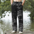 Nimara Ritual Cotton Oriental Dragon Cloud Pattern Men's Tapered Pants With Pockets