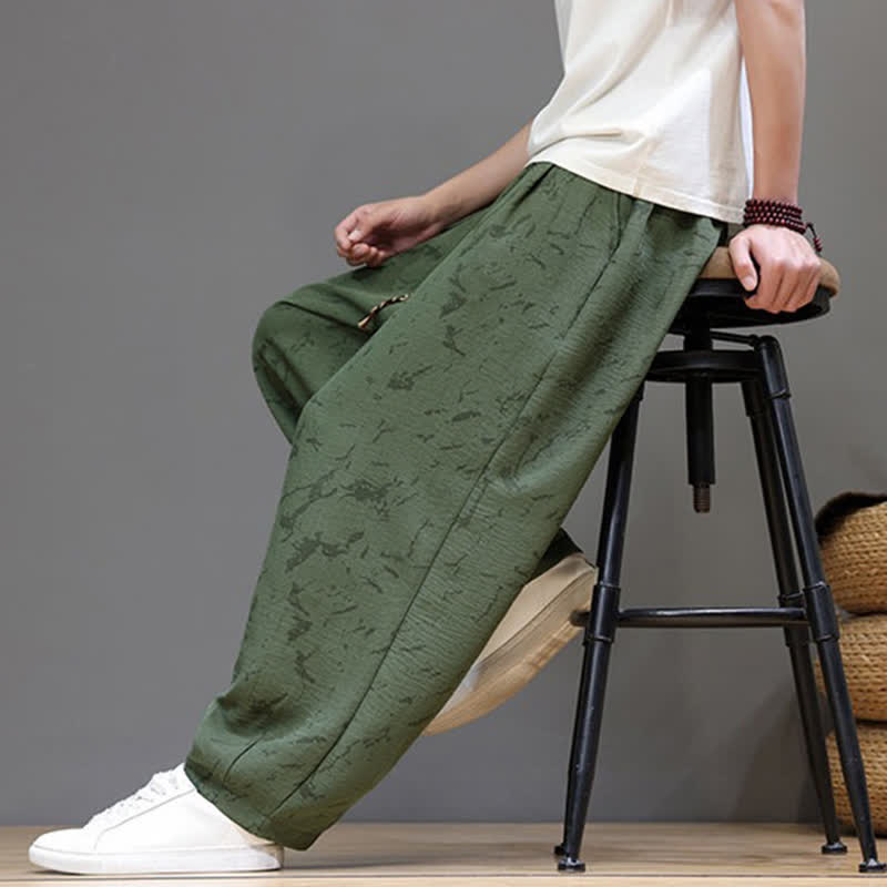 Nimara Ritual Summer Casual Minimalist Drawstring Abstract Texture Pattern Ankle Pants Men's Harem Pants With Pocket