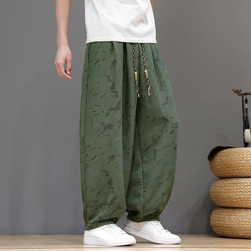 Nimara Ritual Summer Casual Minimalist Drawstring Abstract Texture Pattern Ankle Pants Men's Harem Pants With Pocket